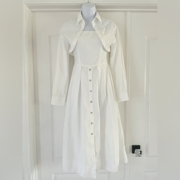Free People White Shirt Dress Bustier Tube Bolero Circle Dress XS - Picture 6 of 10